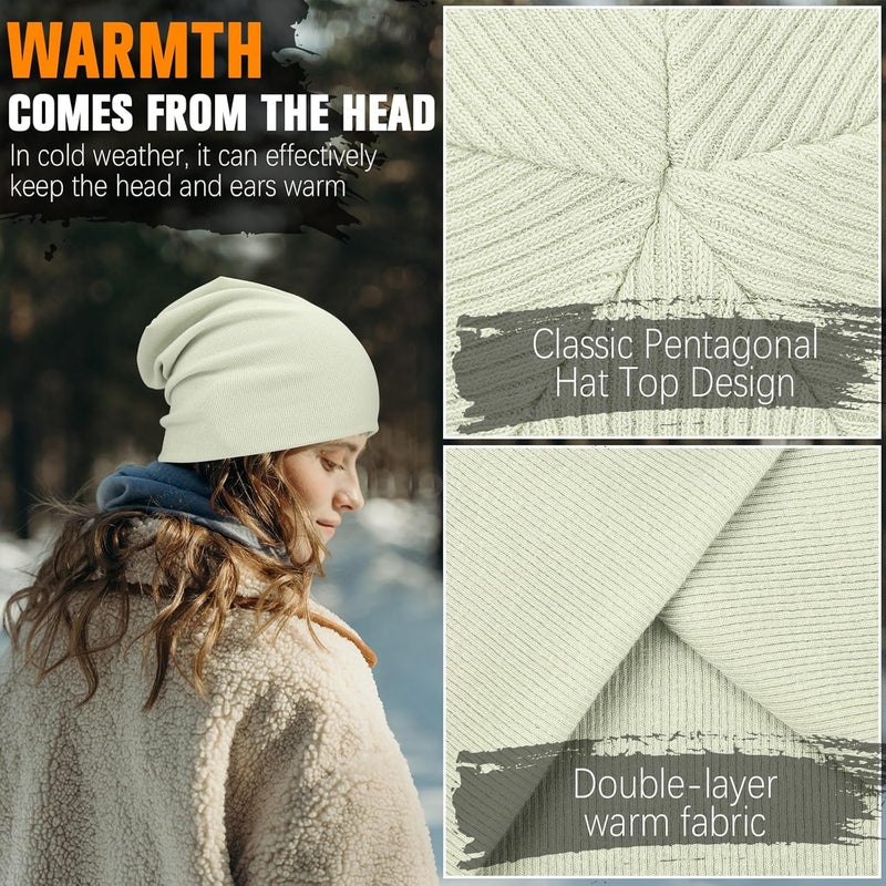 YANIKY Slouchy Beanie for Women, Mens Soft Cotton Beanie Hat, Double Layer Windproof Skull Cap for All Seasons - Image 5